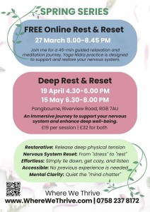 Yoga Nidra, Guided relaxation, meditation, Pangbourne West Berkshire, Spring reset, retreat